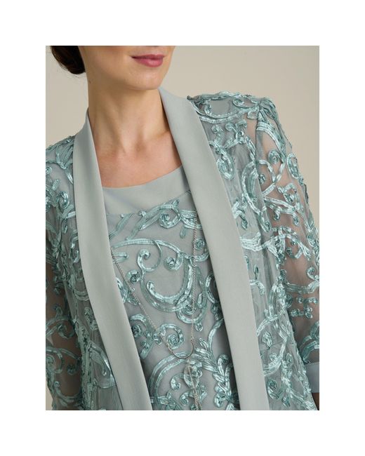Gina Bacconi Blue Joelle Embroidered 2 Piece Trouser Suit