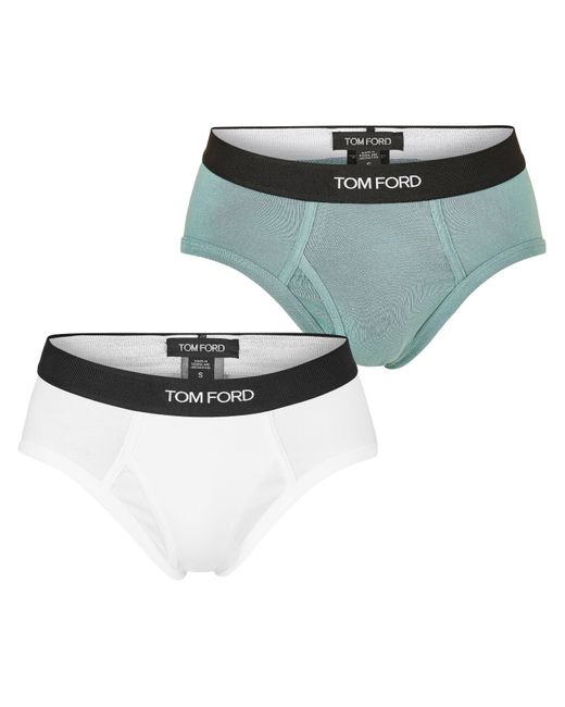 Tom Ford Green Plain Cotton Briefs, 2-Pack for men