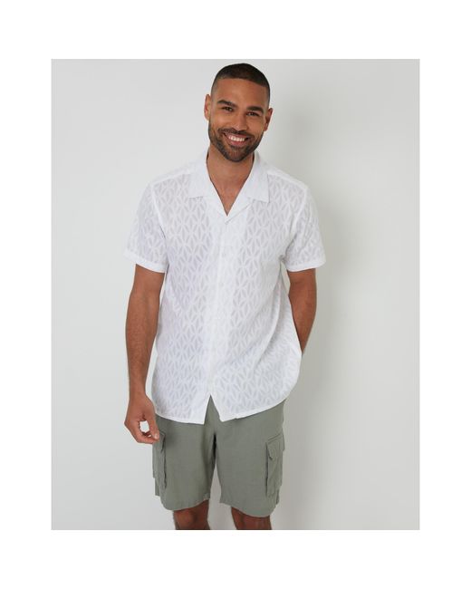 Threadbare White Short-Sleeve Bowling Shirt for men