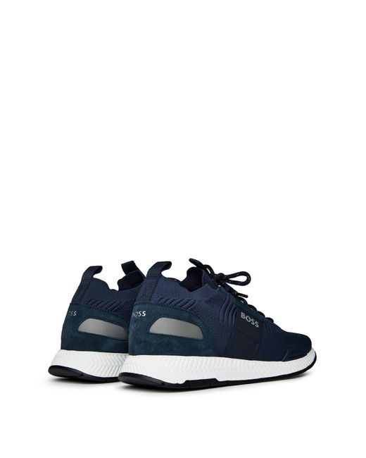Boss Blue Titanium Runn Knit Trainers for men