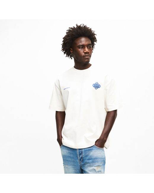 The Couture Club White Blurred Graphic Emblem T-Shirt for men