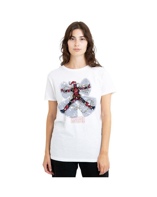 Deadpool White Christmas Snow Angel T-Shirt