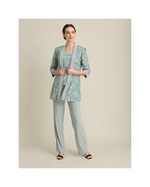 Gina Bacconi Blue Joelle Embroidered 2 Piece Trouser Suit