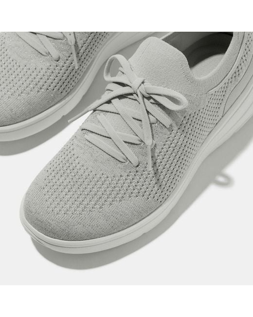 Fitflop White Super-Q Knit Slip-On Laced Trainers