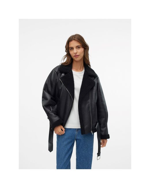 Vero Moda Black Joanna Aviation-Inspired Structured Aviator Jacket