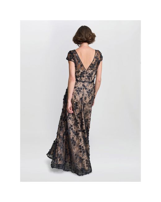 Gina Bacconi Multicolor Keira 3D Flower Maxi Dress