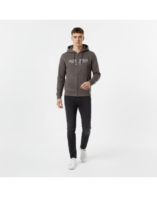 Jack Wills Gray Pinebrook Graphic Zip Hoodie for men