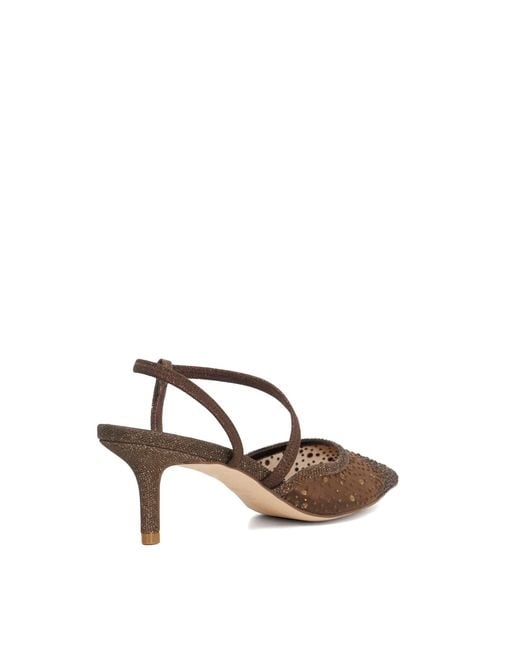 Dune Brown Chasing Low Heel Slip On Stiletto Court Shoes