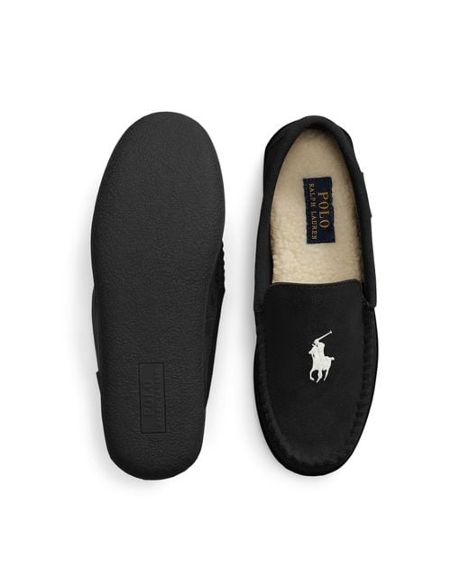 Polo Ralph Lauren Black Brenan Suede Slippers for men