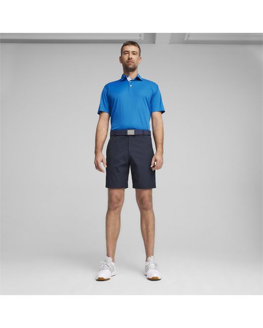 PUMA Blue Pure Solid Short Sleeve Performance Polo Shirt for men