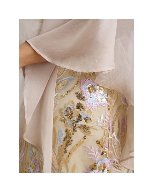 Gina Bacconi Natural Monroe Short Embroidered Dress