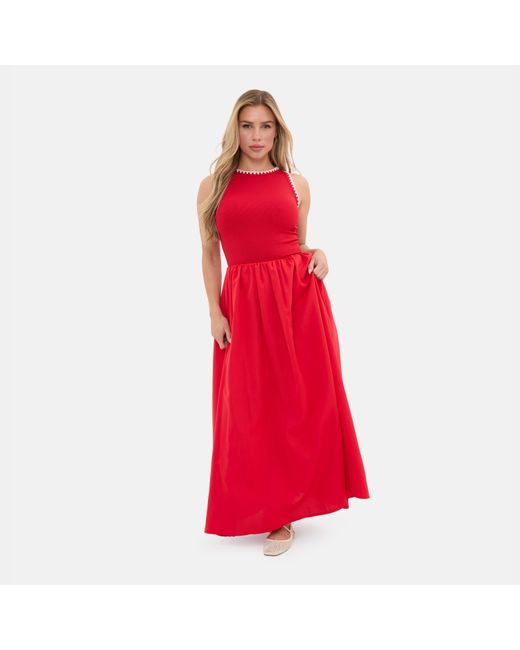 I Saw It First Red Whipstitch Midaxi Dress