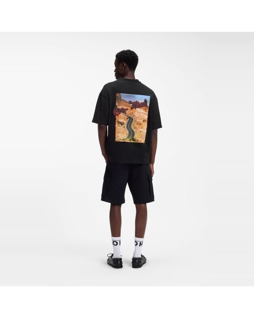 HUGO Black Domans Short Sleeve T-Shirt With Artwork Detail for men