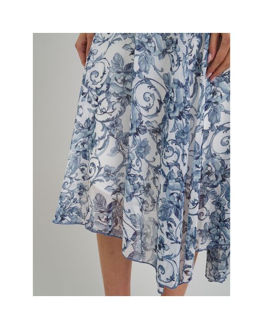 Gina Bacconi Blue India Chiffon Print Dress