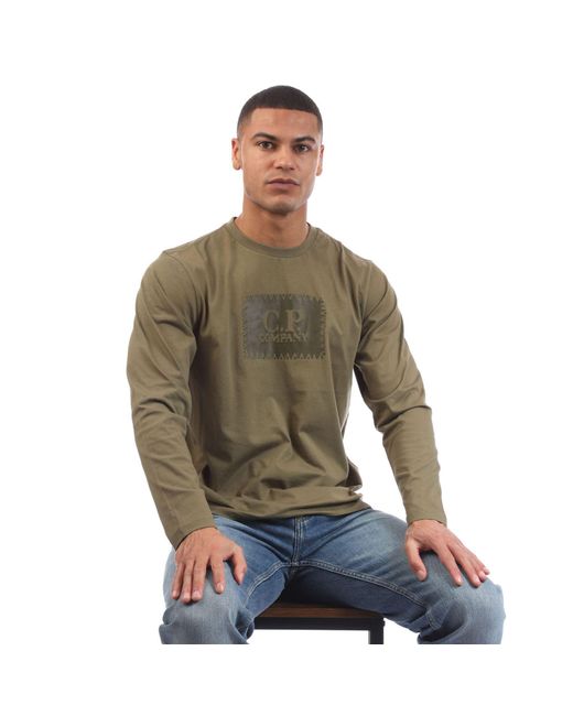 C P Company Green 30/1 Jersey Logo T-Shirt for men