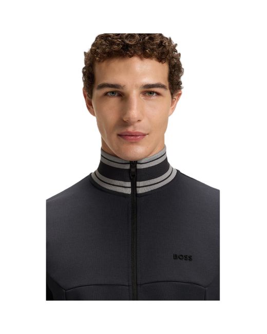 Boss Black Full Zipped Zone Short Sleeve Polo Shirt for men