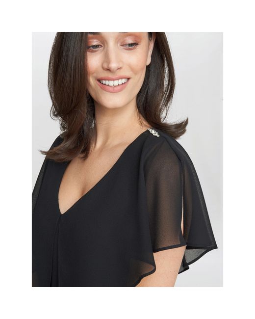 Gina Bacconi Black Rebecca Midi Tiered Cocktail Dress