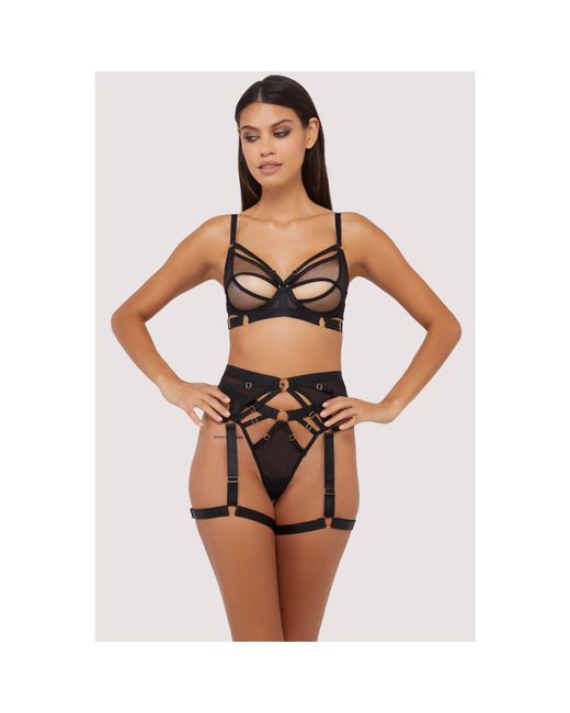 Wolf & Whistle Black Alexa Mesh Overlay Thick Strap Bra