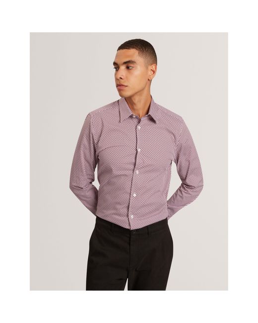 Ted Baker Purple Long Sleeve Patterned Shirt for men