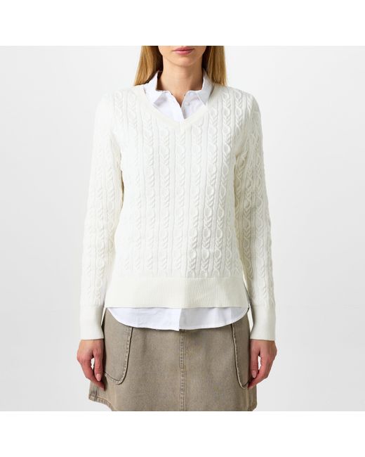 Barbour White Hampton V-Neck Knit