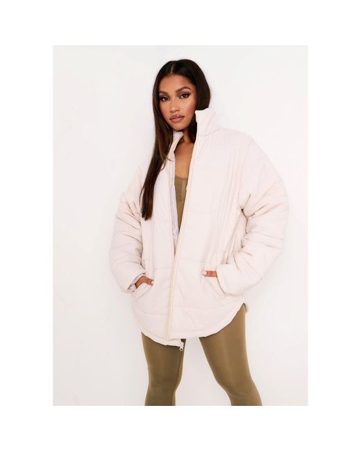 Missy Empire Pink Oversized Long Sleeve Medium Puffer Jacket