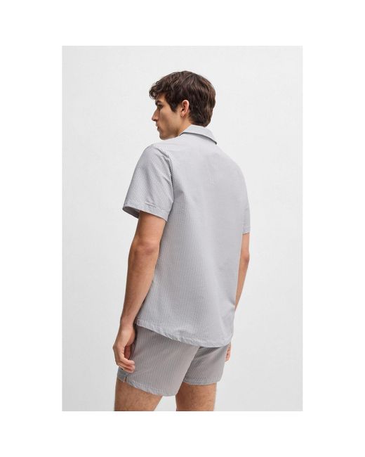 Boss Gray Velvetfish Beach Shirt for men