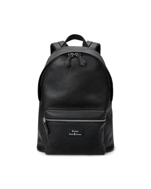 Polo Ralph Lauren Black Pebble Leather Dome Backpack