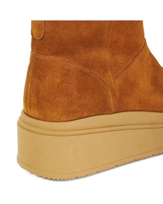 Dune Brown Podsey Faux Shearling Lined Platform Boots