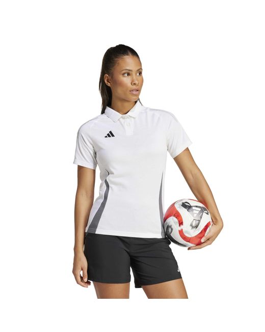 Adidas White Tiro24 Collared Neck Short Sleeve Polo Shirt