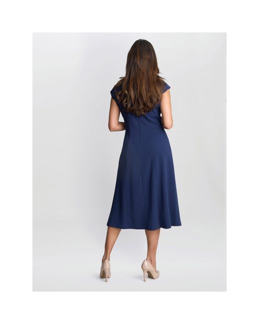Gina Bacconi Blue Maxene Fit And Flare Midi Dress