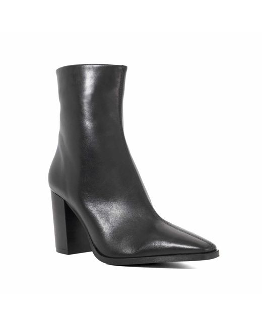 Dune Black Patent Ankle Heeled Boots