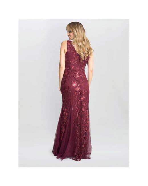 Gina Bacconi Evie Sleeveless Maxi Embroidered Gown