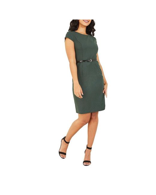 Yumi' Green Belted Pencil Dress