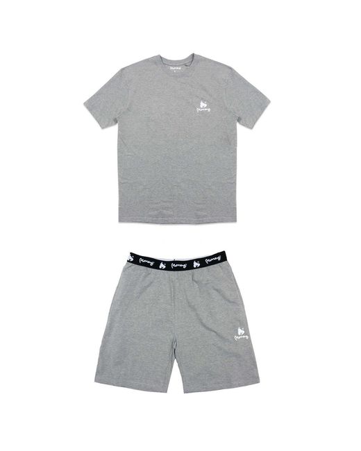 Money Gray Lounger Elasticated Short Twin Set for men