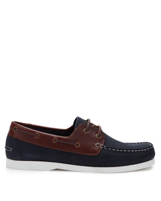 Jack Wills Blue Leather Boat Shoes for men