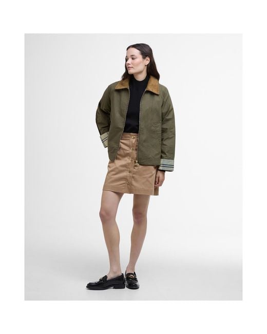 Barbour Green Catlin Showerproof Cotton Long Sleeve Rain Anorak
