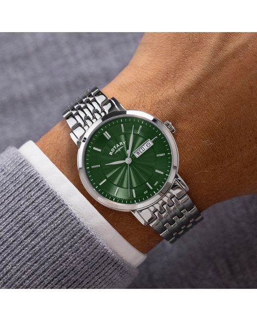 Rotary Green Heritage Dial Ss Bracelet Watch for men