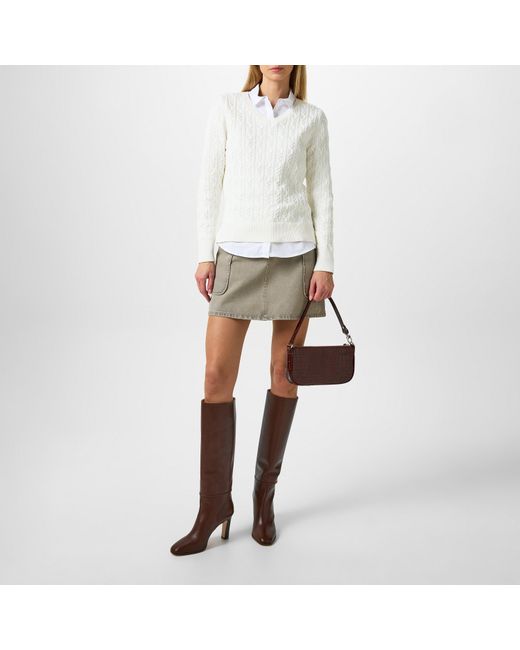 Barbour White Hampton V-Neck Knit