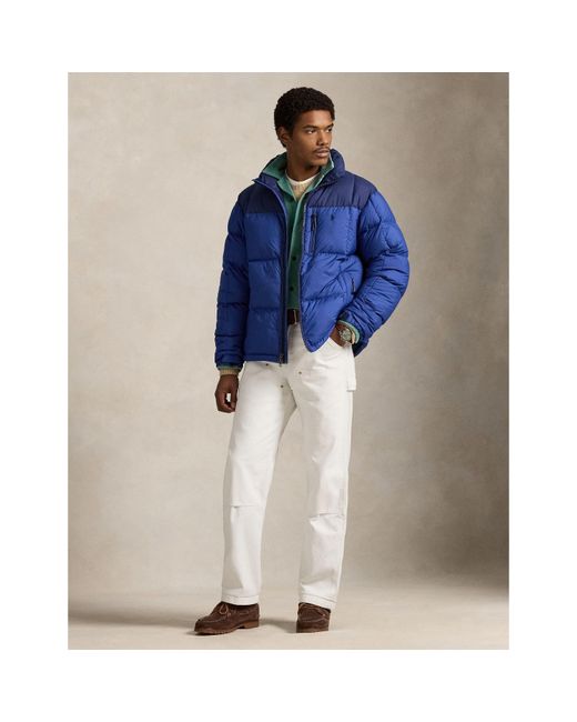 Polo Ralph Lauren Blue El Cap Waterproof Duck Down Detachable Hood Short Puffer Jacket for men