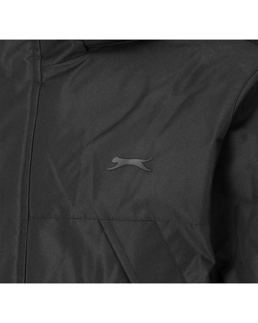 Slazenger 1881 Black Weather Water Resistant Detachable Hood Puffer Jacket for men