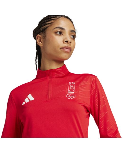 Adidas Red Half Zip Long Sleeve Performance Tracksuit Top