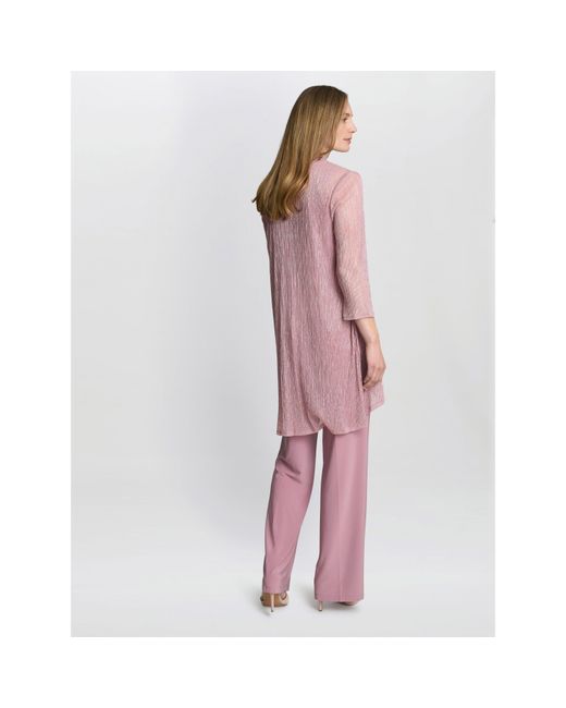 Gina Bacconi Pink Natasha 3 Piece Metallic Trouser Suit