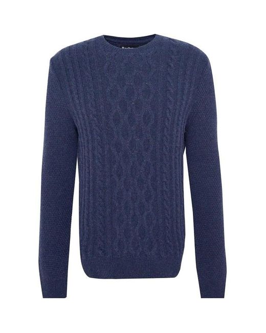 Barbour Blue Essential Chunky Cable Jumper for men