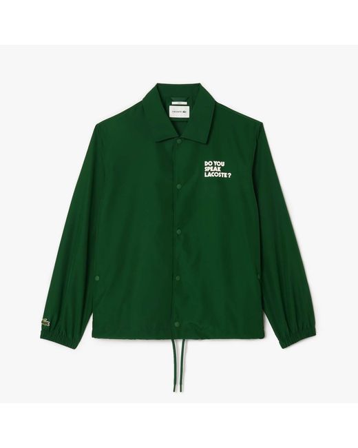 Lacoste Green Lightweight Showerproof Ripstop Coach Jacket for men