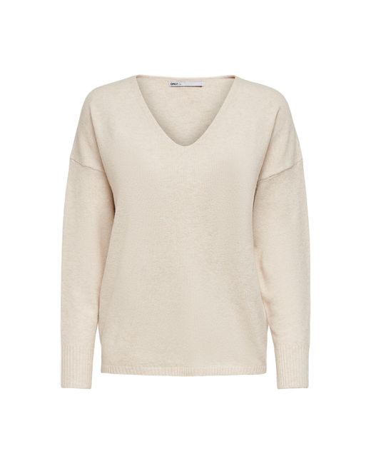 ONLY Blue Rica Long-Sleeve V-Neck Knitted Top