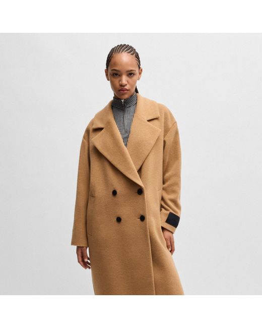 HUGO Brown Tailored Overcoat