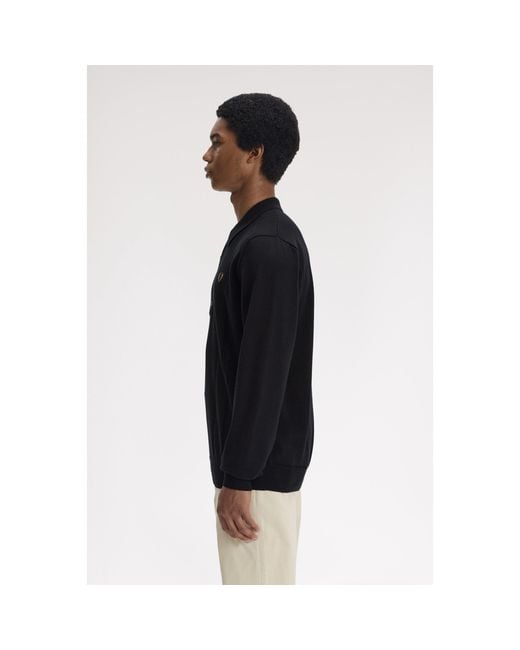 Fred Perry Blue Long Sleeve Polo Shirt for men