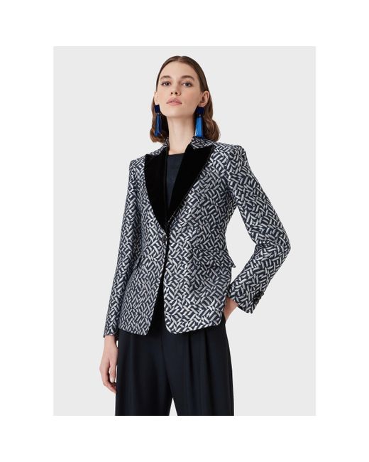 EA7 Gray Emporio Armani Collared Regular Fit Blazer Jacket