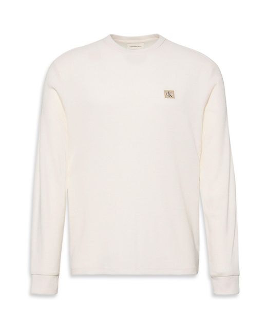 Calvin Klein White Ckj Waffle Long-Sleeve T-Shirt for men