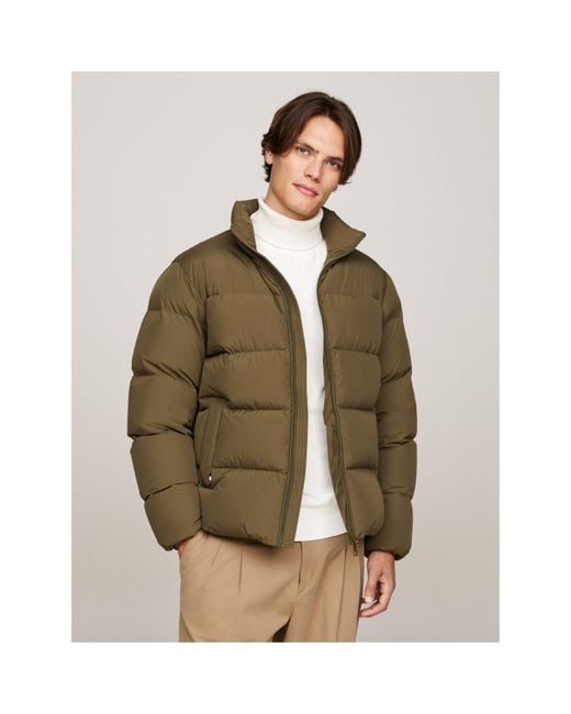 Tommy Hilfiger Green Recycled Polyester Short Puffer Jacket for men